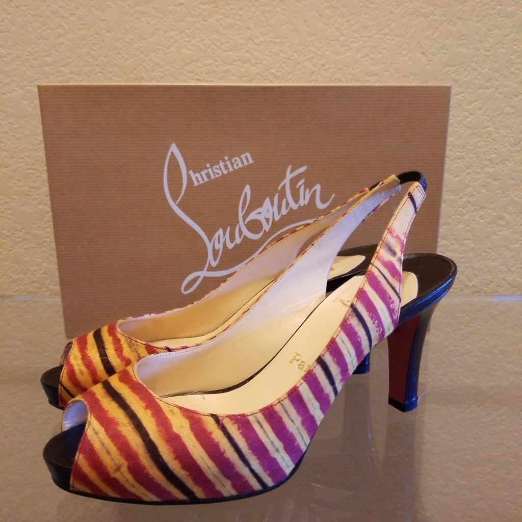 Christian Louboutin Prive 90 Striped Slingback